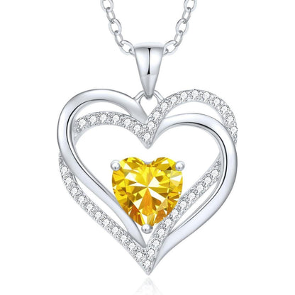 Herz Halskette Sterling Silber mit Geburtsstein – Geschenk für Frauen