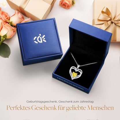 Herz Halskette Sterling Silber mit Geburtsstein – Geschenk für Frauen