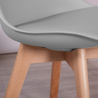 8x Esszimmerstuhl Grau – Retro Design mit Holzbeinen