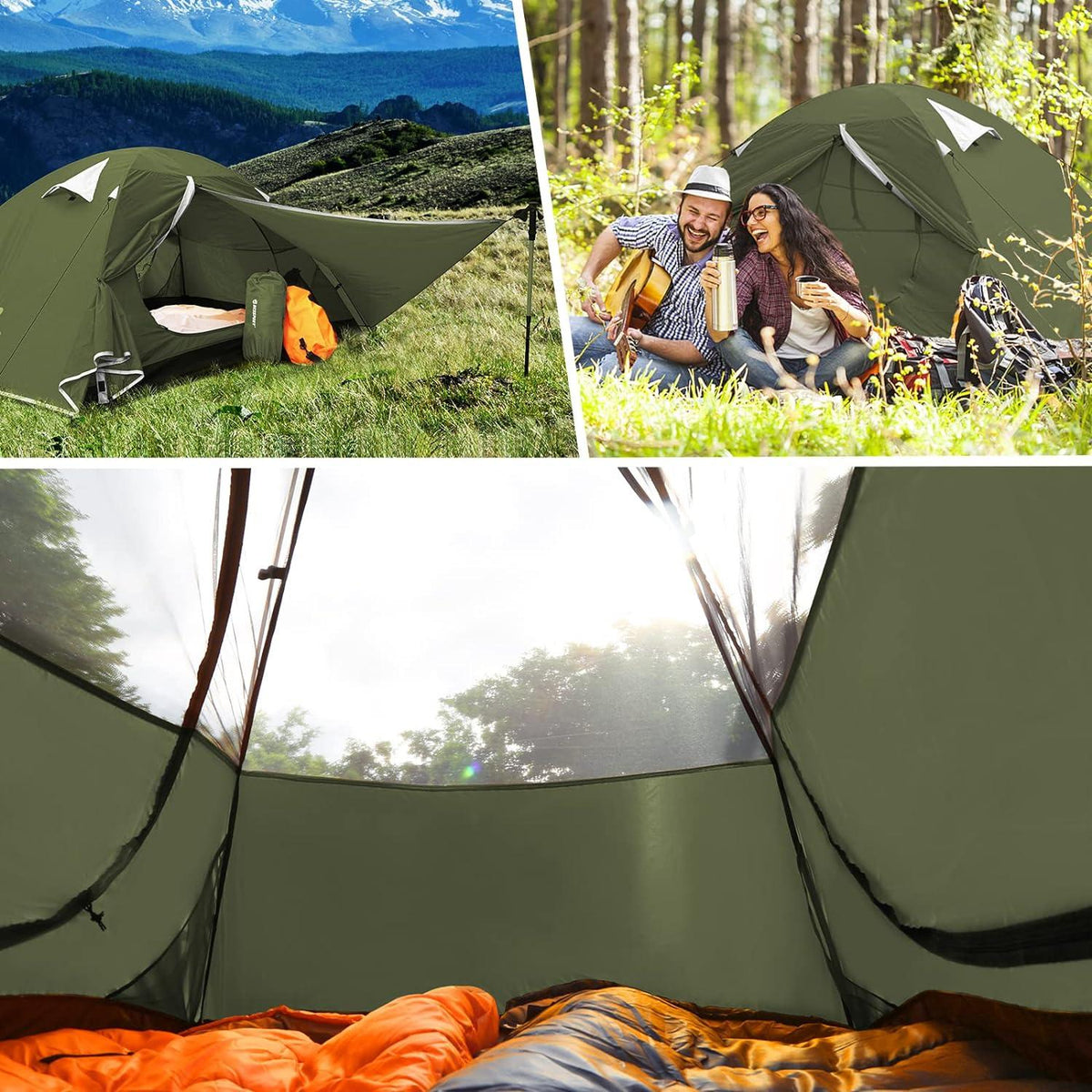 Ultraleichtes Camping Zelt 1 2 3 Personen, Wasserdicht Winddicht Kuppelzelt