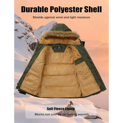 Herren Winter Parka mit abnehmbarer Kapuze, warm gefüttert, wasserabweisend