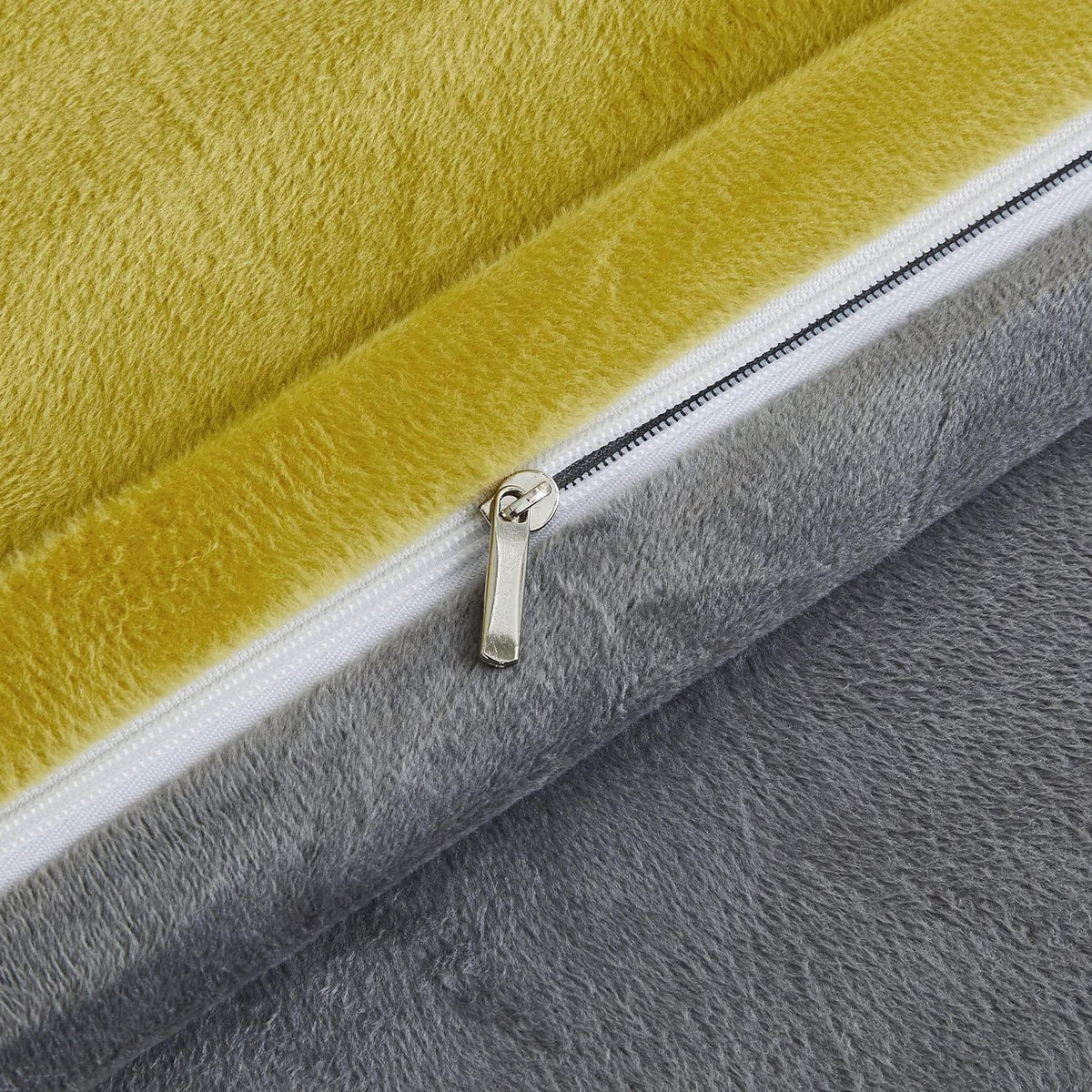 Fleece Bettwäsche Set 135x200 - Warm & Flauschig Gelb-Grau