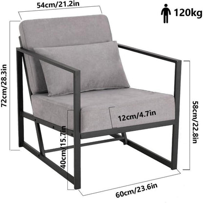 Gepolsterter Cocktailsessel Leinen Hellgrau – Bequemer Loungesessel