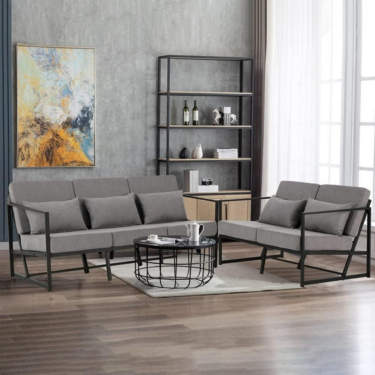 Gepolsterter Cocktailsessel Leinen Hellgrau – Bequemer Loungesessel