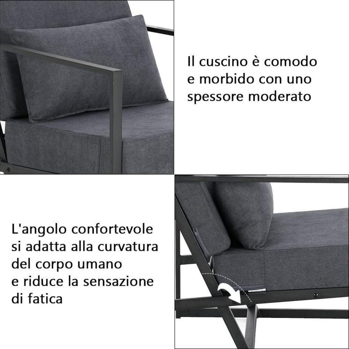 Gepolsterter Cocktailsessel Dunkelgrau – Bequemer Loungesessel mit Armlehnen