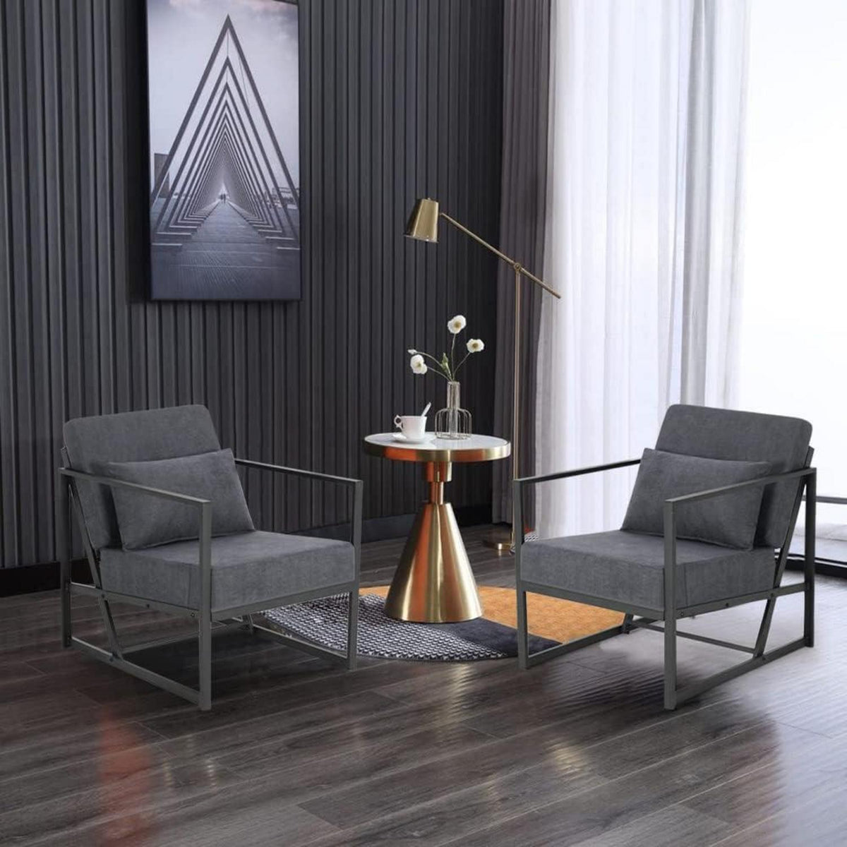 Gepolsterter Cocktailsessel Dunkelgrau – Bequemer Loungesessel mit Armlehnen