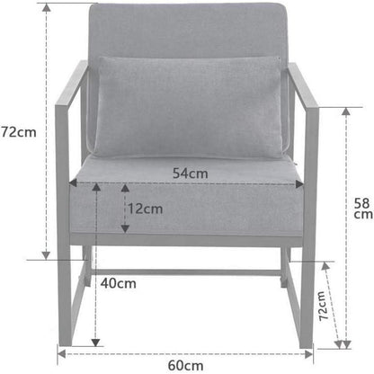 Mingone 2er Set gepolsterte Lounge-Sessel Dunkelgrau