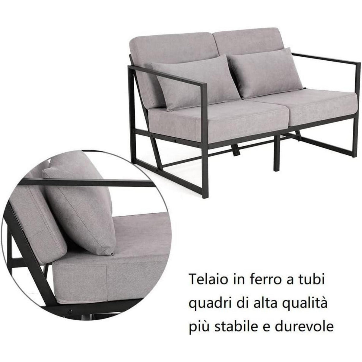 Mingone 2-Sitzer Sofa Hellgrau – Gepolstert & Bequem