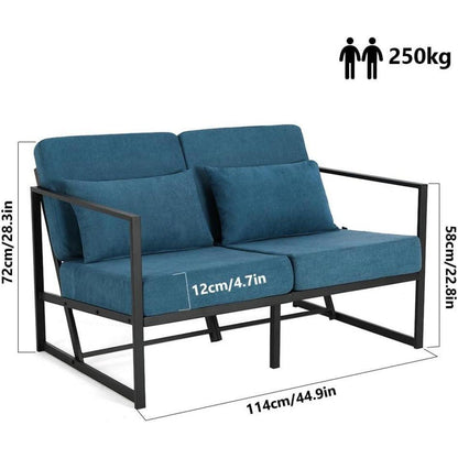 Mingone 2-Sitzer Sofa Blau – Gepolstert & Bequem für Wohnzimmer