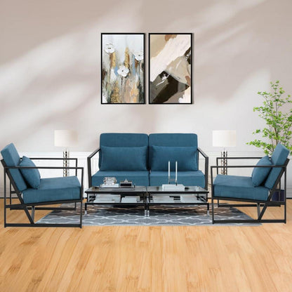 Mingone 2-Sitzer Sofa Blau – Gepolstert & Bequem für Wohnzimmer