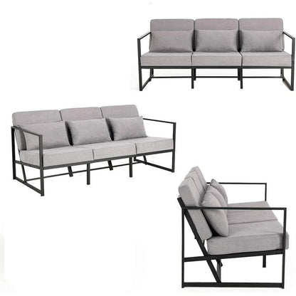 Mingone 3-Sitzer Sofa Taupe – Modernes Lounge-Sofa 168cm