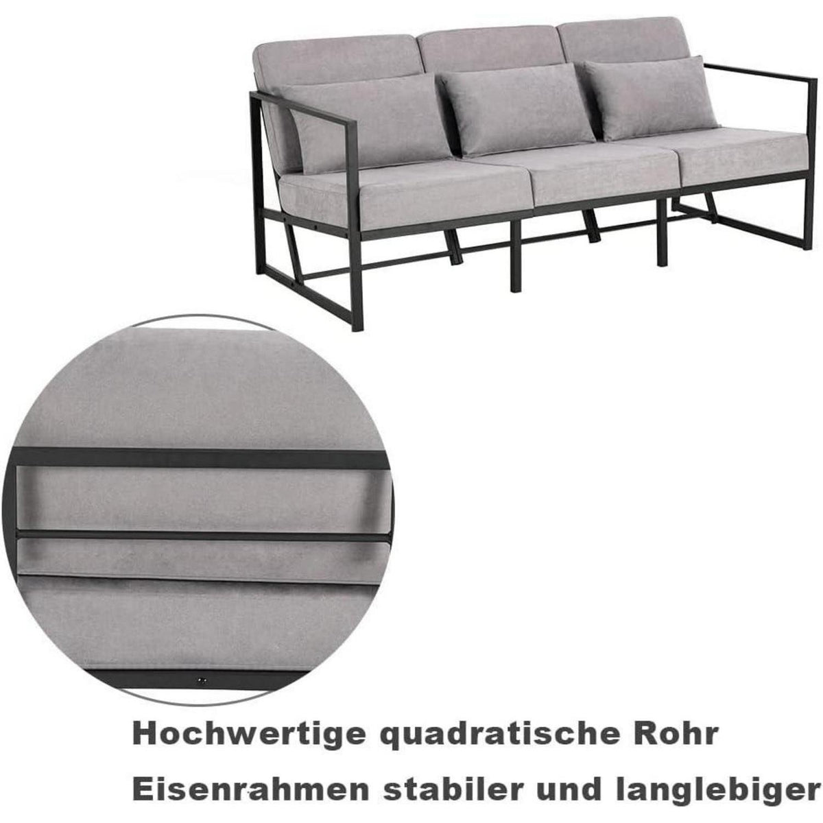 Mingone 3-Sitzer Sofa Taupe – Modernes Lounge-Sofa 168cm
