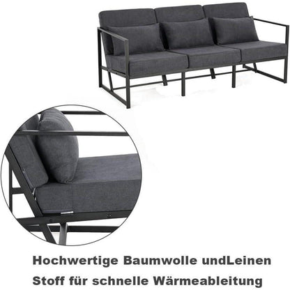 Mingone 3-Sitzer Sofa Dunkelgrau – Bequemes Lounge-Sofa