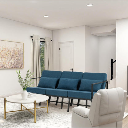 Mingone 3-Sitzer Sofa Blau – Gepolstert & Bequem für Wohnzimmer