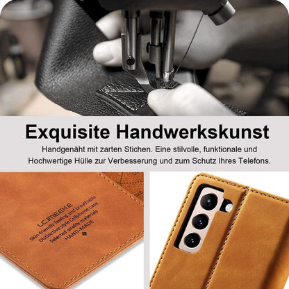 Samsung Galaxy S22 Klapphülle mit Kartenfach & Ständer Braun in Lederoptik