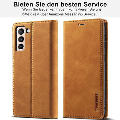 Samsung Galaxy S22 Klapphülle mit Kartenfach & Ständer Braun in Lederoptik