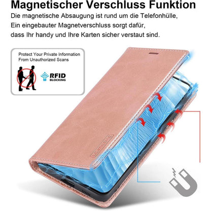 Samsung Galaxy S22 Klapphülle Pink mit Ständer & Kartenfach in Lederoptik