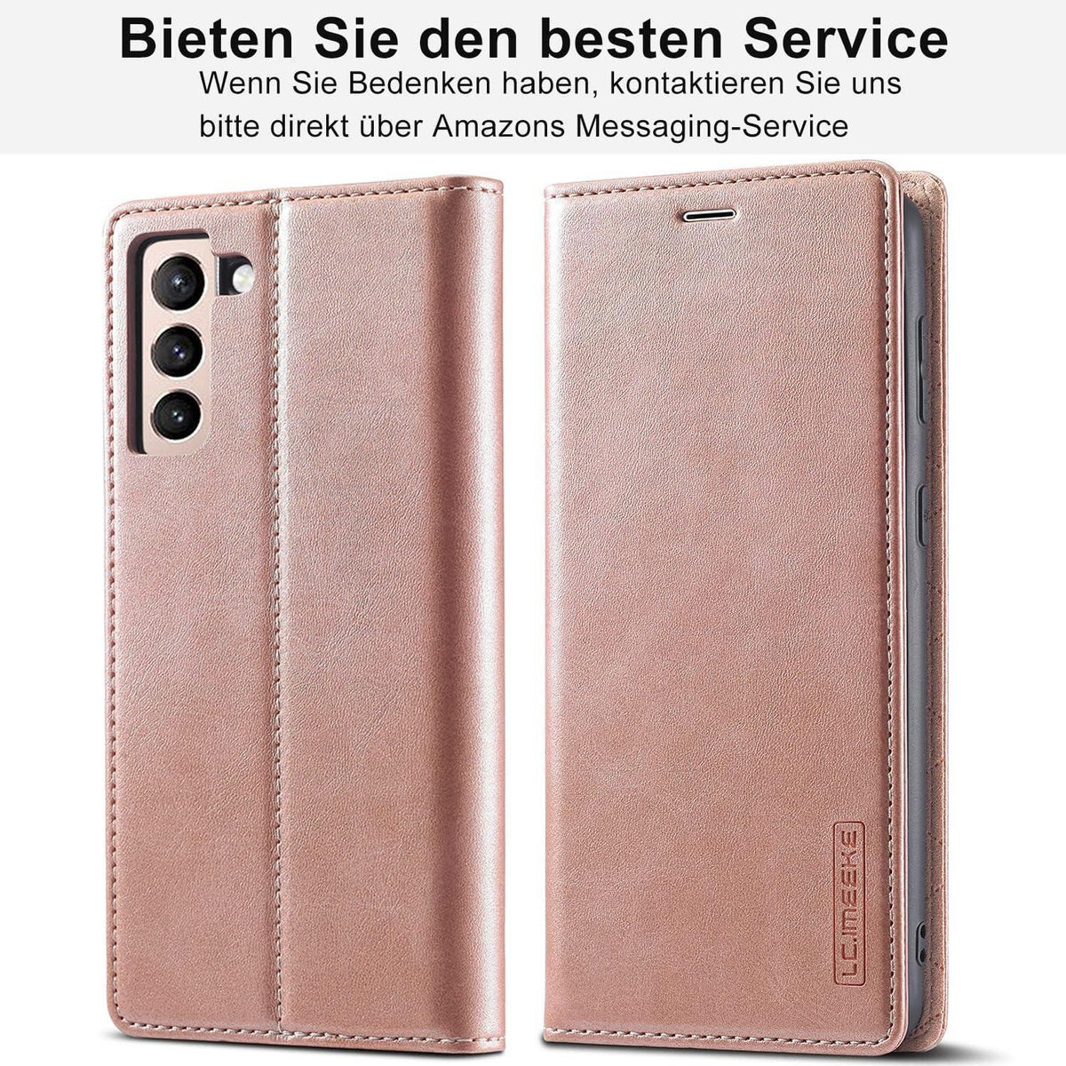 Samsung Galaxy S22 Klapphülle Pink mit Ständer & Kartenfach in Lederoptik