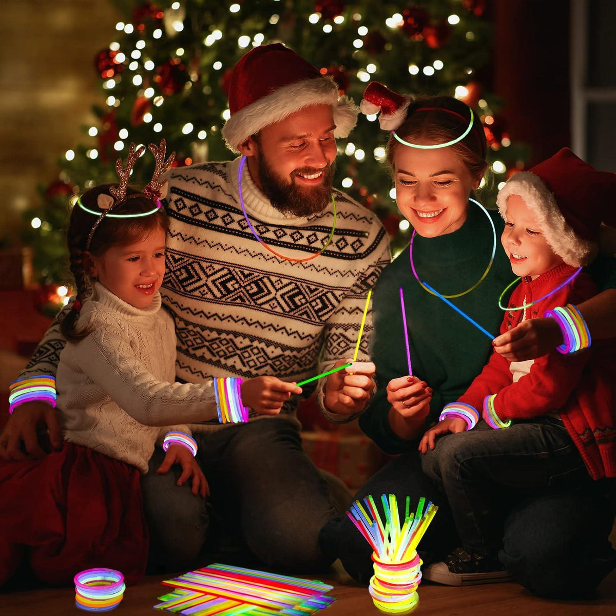 246PCS Leuchtstäbe Knicklichter Party Set mit Fingerlicht Neon Glow