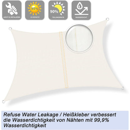 Wasserdichtes Sonnensegel 4x4m Creme mit UV-Schutz für Garten