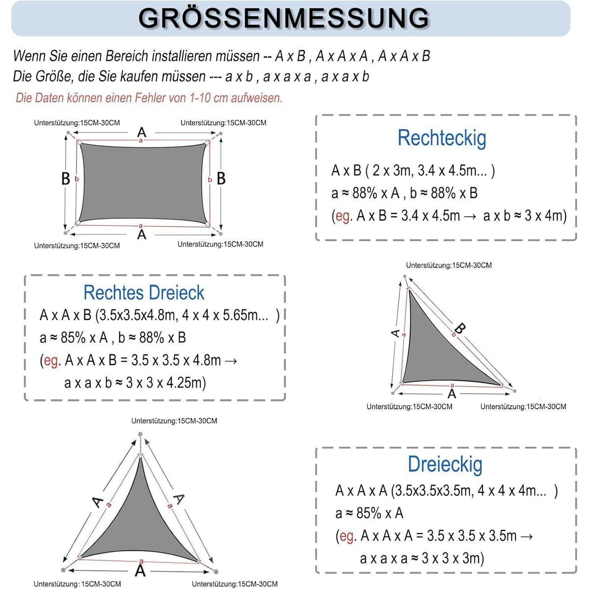 Wasserdichtes Sonnensegel 4x4m Creme mit UV-Schutz für Garten