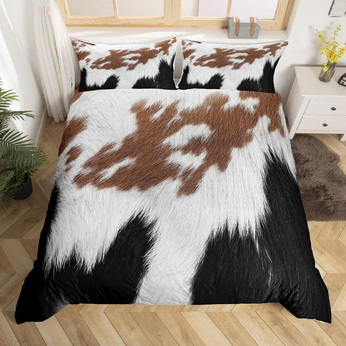 Kuhfell Bettwäsche Set 135x200cm – Bauernhaus Stil