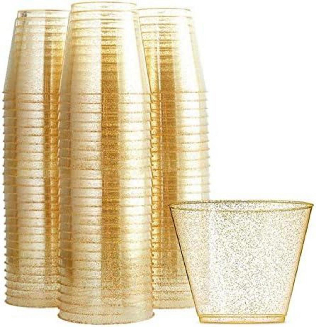 Glitzer Gold Partybecher Einweg 270ml 25 Stück