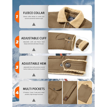 Herren Fleecejacke Winterparka mit 5 Taschen – Winddicht & Warm