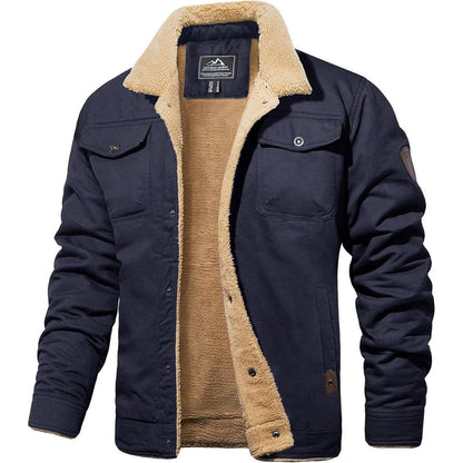 Herren Fleecejacke Winterparka Dunkelblau mit 5 Taschen