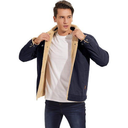 Herren Fleecejacke Winterparka Dunkelblau mit 5 Taschen