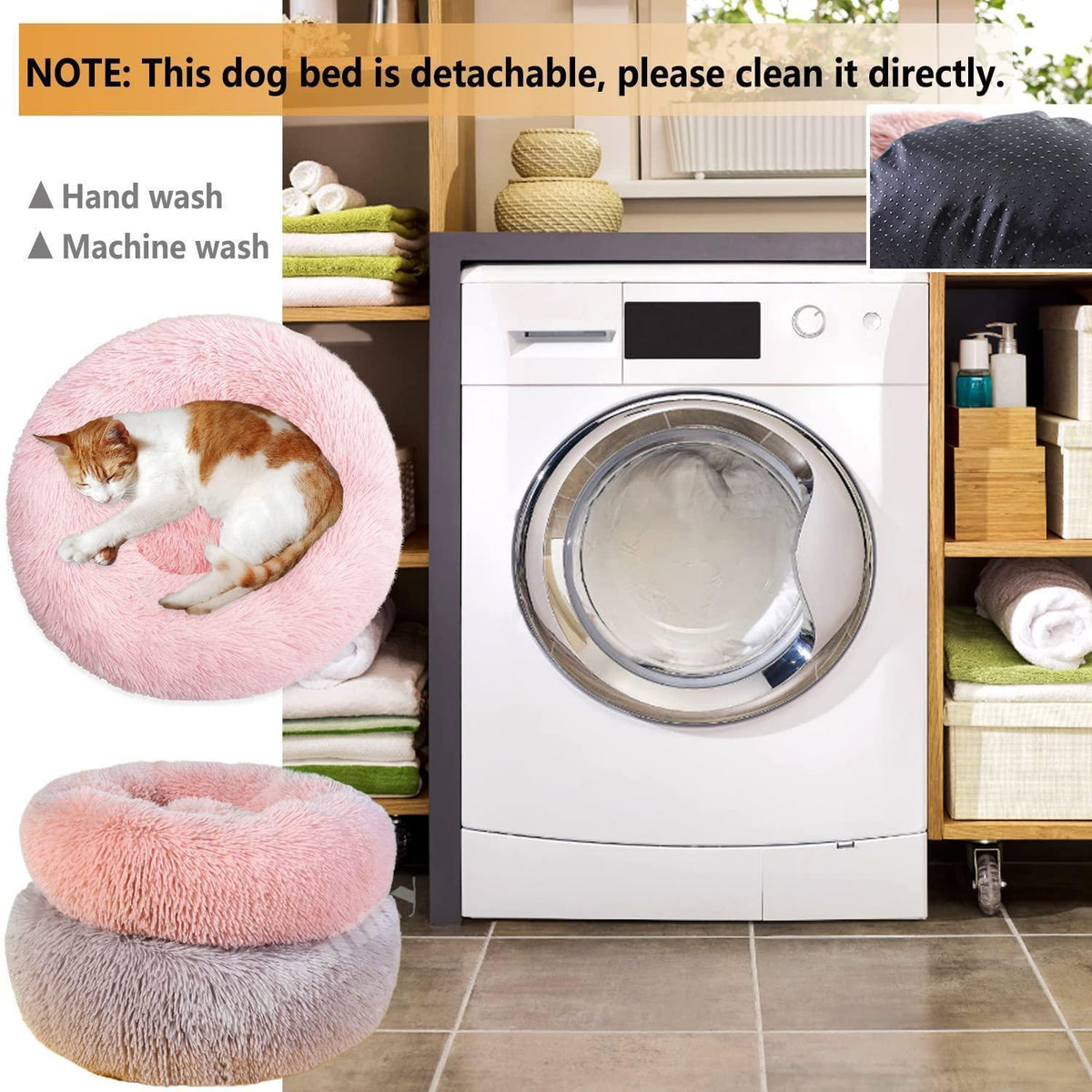 Rundes Hundebett Flauschig Donut – Bequemes Hundesofa in Rosa 5XL