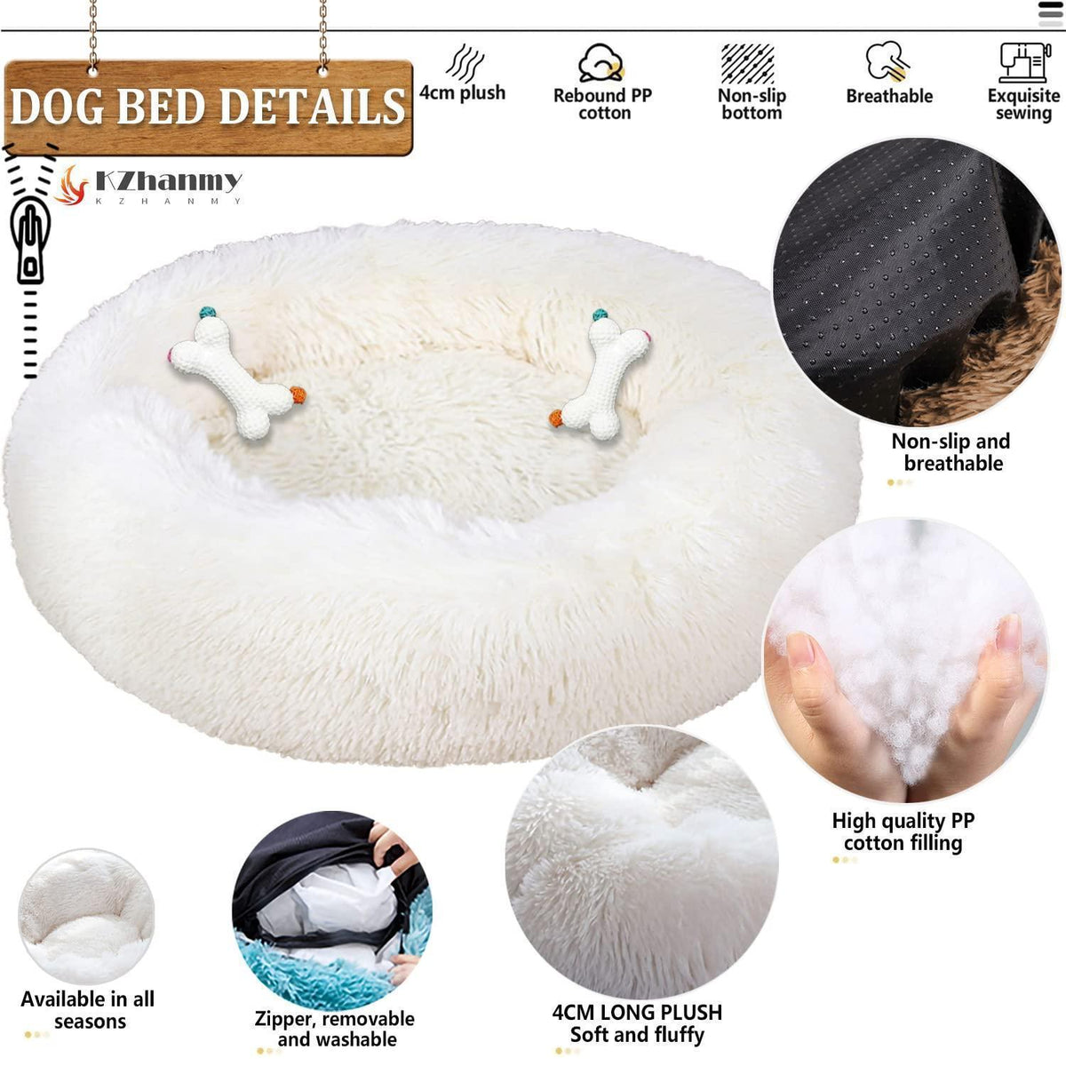 Rundes Hundebett Flauschig Donut – Bequemes Hundesofa 3XL
