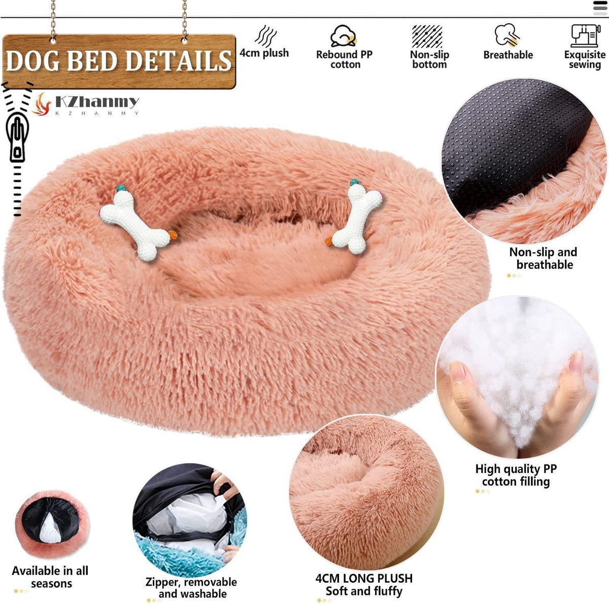Rundes Hundebett Flauschig Donut – Bequemes Hundesofa 3XL Pink