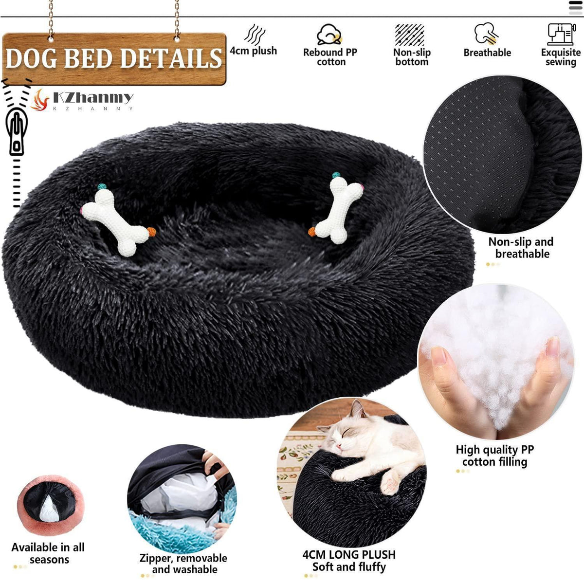 Rundes Hundebett Flauschig Donut – Bequemes Hundesofa in 12 Farben