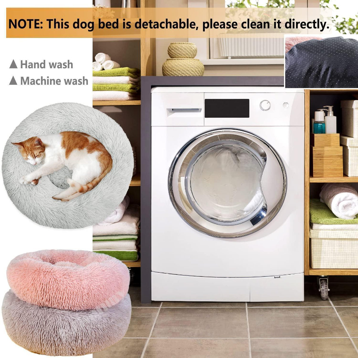 Rundes Hundebett Flauschig Donut – Bequemes Hundesofa 3XL Grau