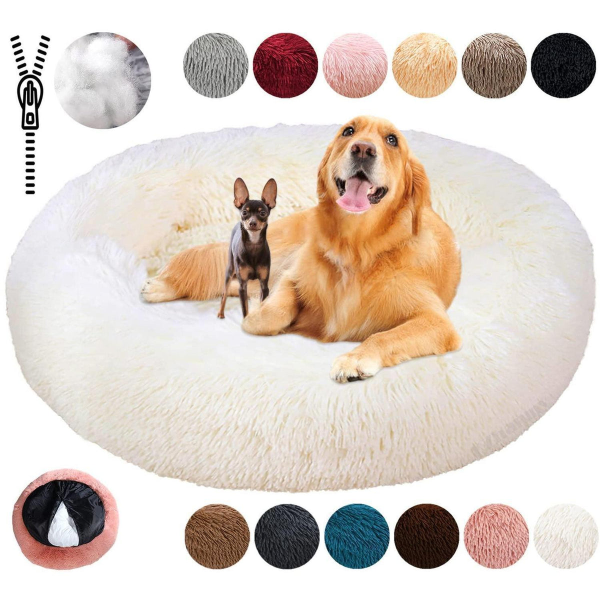 Rundes Hundebett Flauschig Donut – Bequemes Hundesofa in 12 Farben