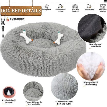 Rundes Hundebett Flauschig Donut – Bequemes Hundesofa in 12 Farben