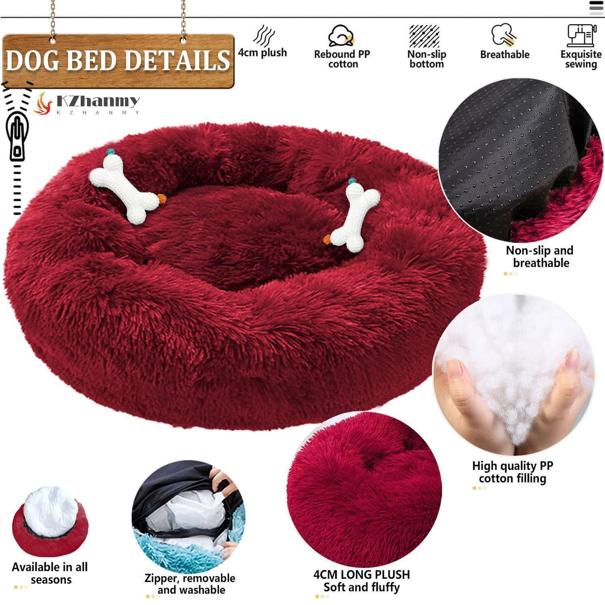Rundes Hundebett Flauschig Donut – Bequemes Hundesofa in 12 Farben