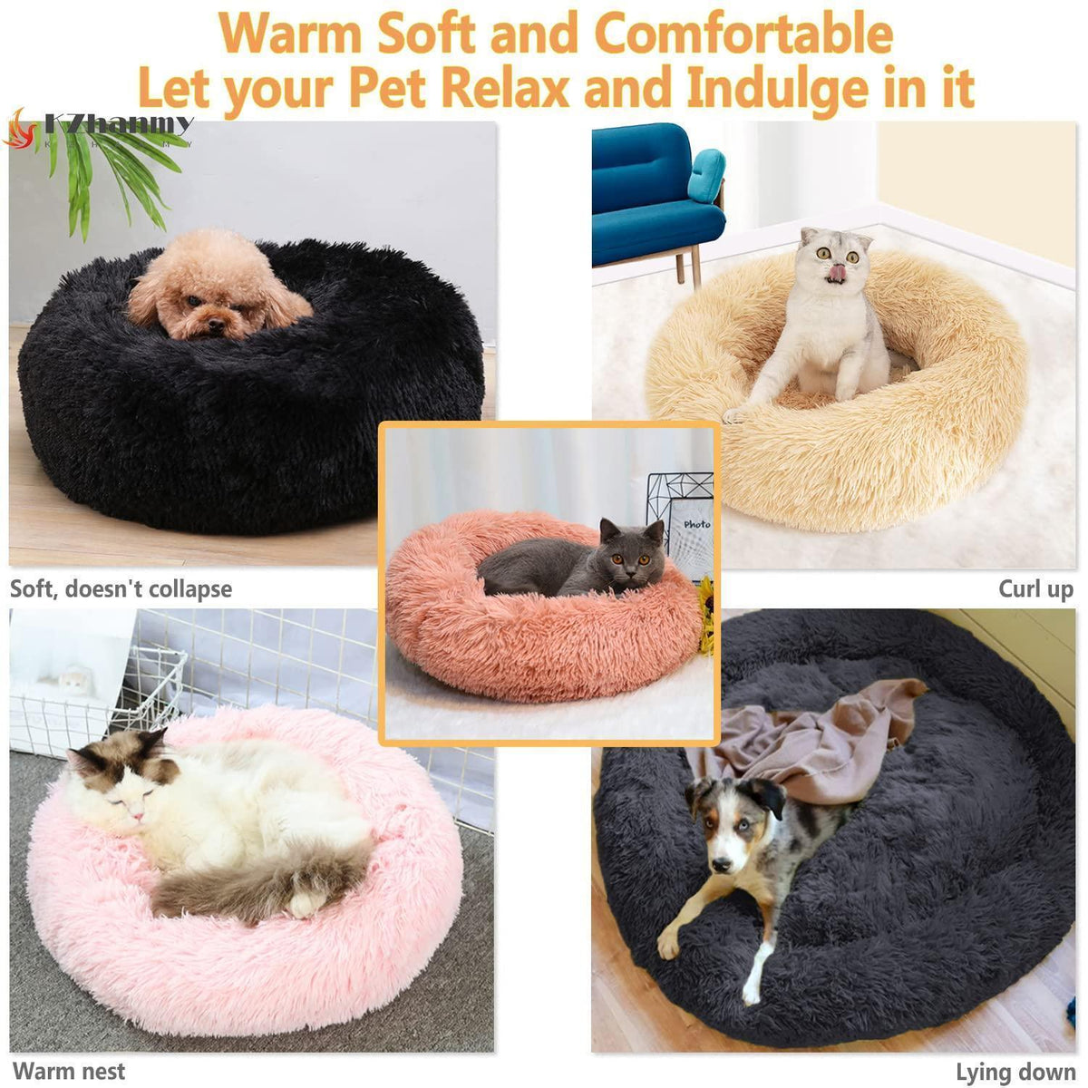Rundes Hundebett Flauschig Donut – Bequemes Hundesofa in 12 Farben