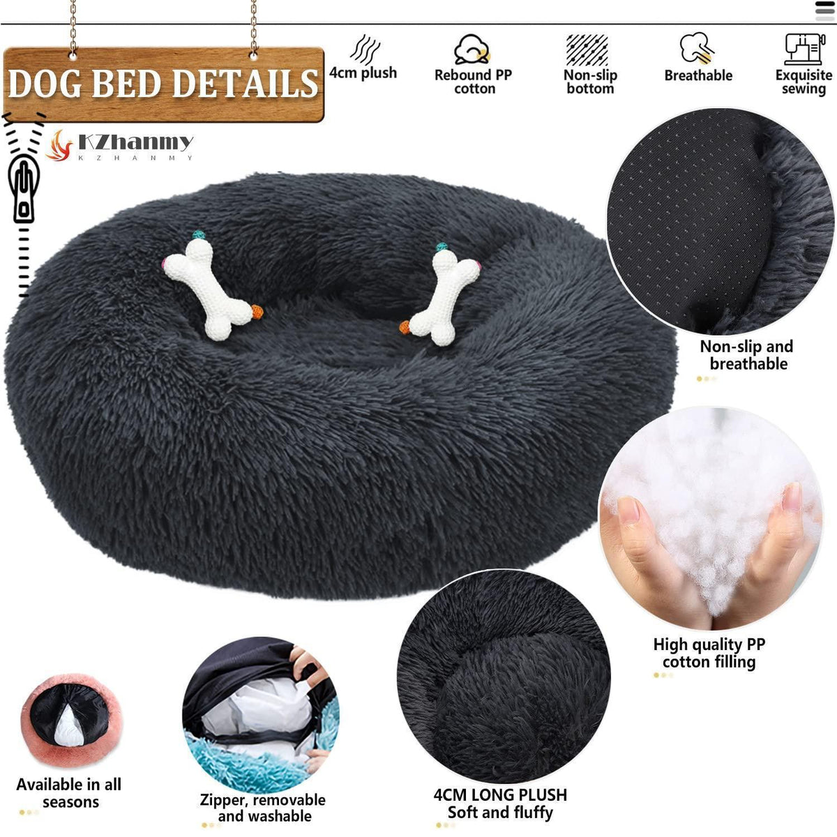 Rundes Hundebett Flauschig Donut – Bequemes Hundesofa in 12 Farben