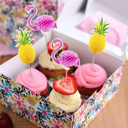 70 Cocktailspieße mit Flamingo, Ananas & Palme für Partys