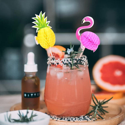 70 Cocktailspieße mit Flamingo, Ananas & Palme für Partys