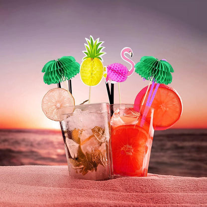 70 Cocktailspieße mit Flamingo, Ananas & Palme für Partys