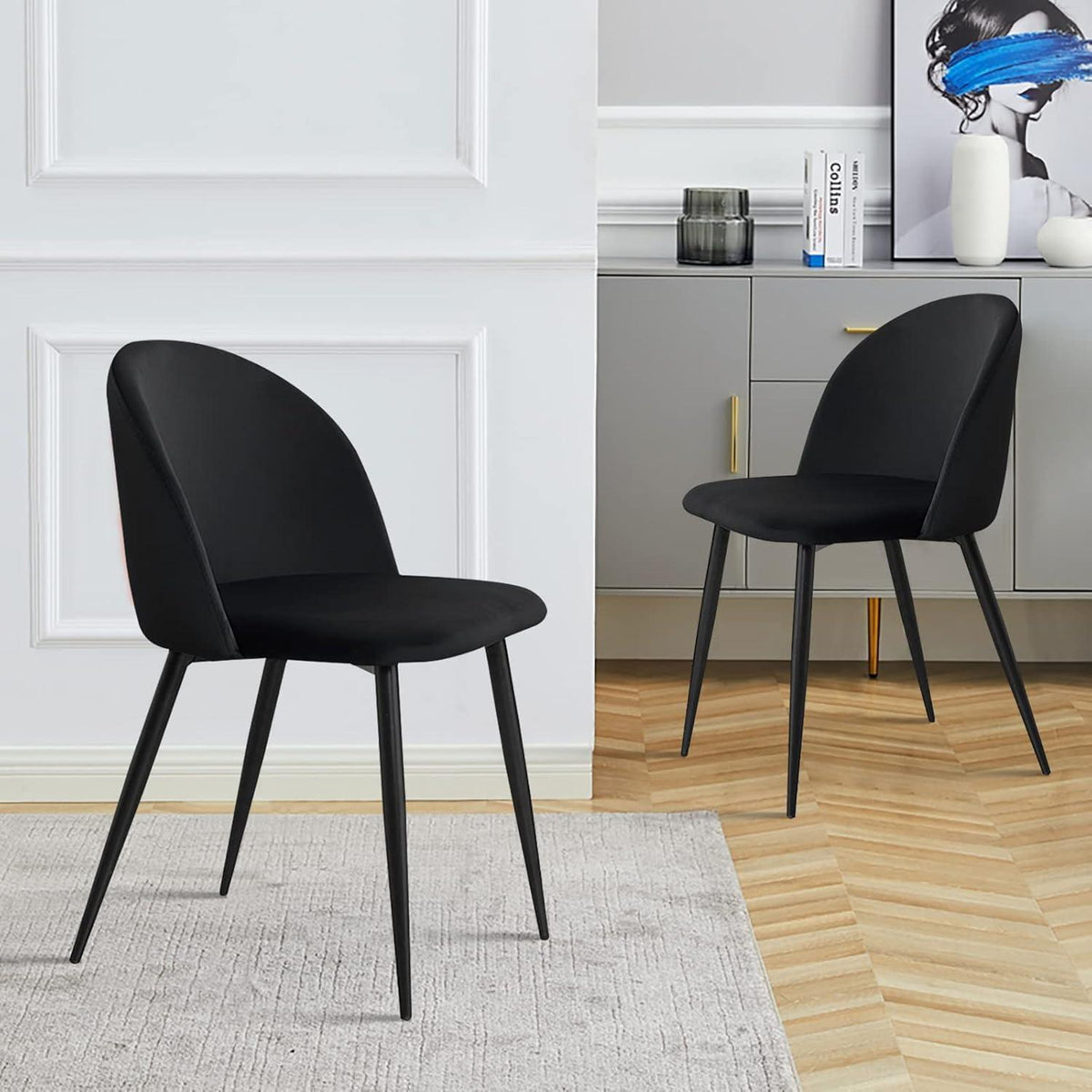 Esszimmerstühle 2er Set Samt Anthrazit Modern
