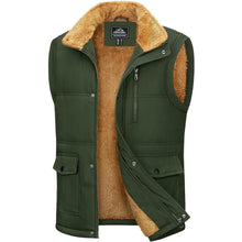 Gefütterte Fleeceweste Herren – Winterjacke Ärmellos, Armeegrün
