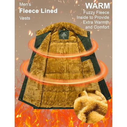 Gefütterte Fleeceweste Herren – Winterjacke Ärmellos, 3XL, Armeegrün