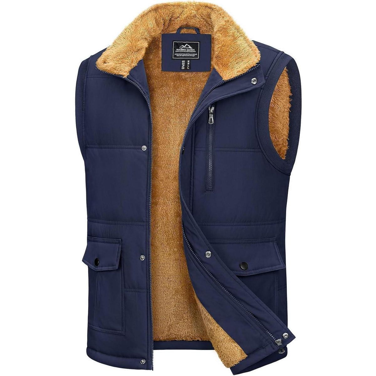 Gefütterte Fleeceweste Herren Dunkelblau – Warm & Vieltaschen
