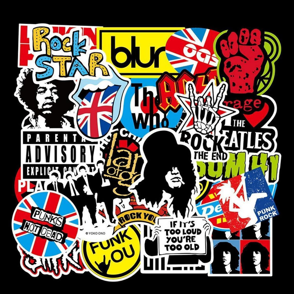100 Punk Rock Aufkleber Set – Wasserdicht & Wiederverwendbar