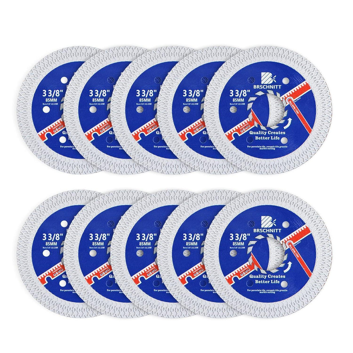 Diamant Trennscheibe 85mm Turbo Mesh 10 Stück für Fliesen & Stein