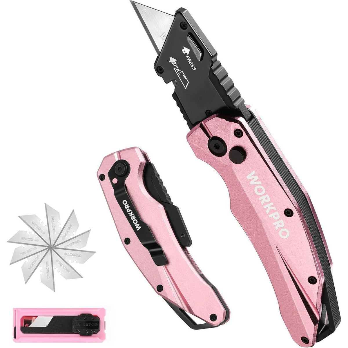 Klappbares Teppichmesser aus Metall mit Schnellverschluss & 10 Klingen